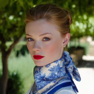 Foulard motif toil de jouy